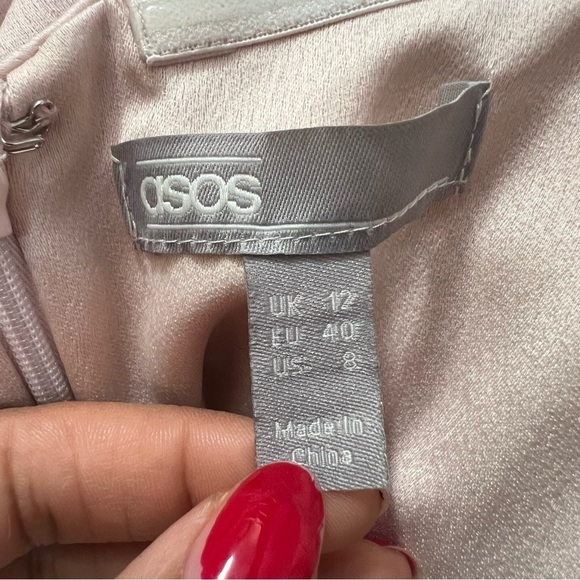 ASOS pink ruched bodycon dress off shoulder cocktail party midi dress baddie - Picture 11 of 13